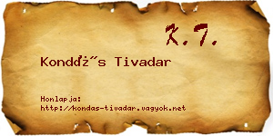 Kondás Tivadar névjegykártya